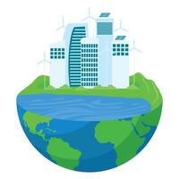 world planet with buildings vector