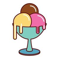 three balls ice cream cup vector