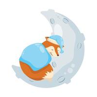 fox sleeping in moon vector