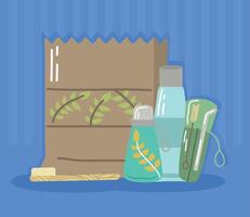 paper bag and reusable elements vector