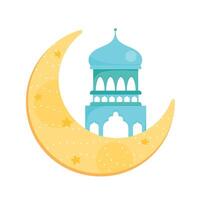 blue mosque in moon vector