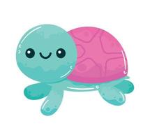 blue turtle sealife animal vector