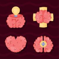 four brains organs icons vector