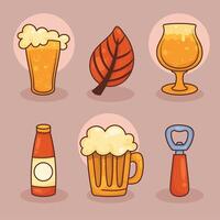 seis iconos de celebración de oktoberfest vector