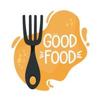 good food lettering with fork vector