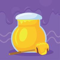 honey jar and spoon vector