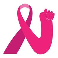 breast cancer ribbon fist vector