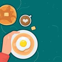 eggs frieds and pancakes vector