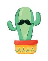 mexican cactu with mustache vector