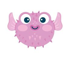 lilac blowfish sealife animal vector