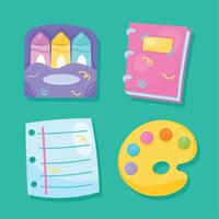 four school supplies icons vector