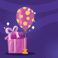 purple balloon helium and gift vector