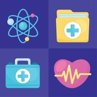 cuatro iconos de salud médica vector