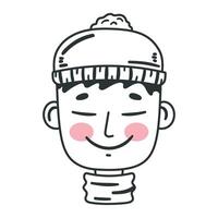 man head with wool cap vector