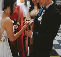 Putting the wedding ring on photo