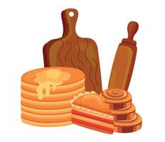bread and kitchen utensils vector
