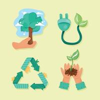 four save the planet icons vector