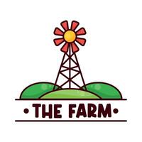 farm stamp with wind mill vector