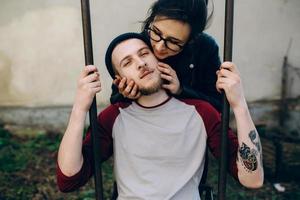 couple on a swing photo