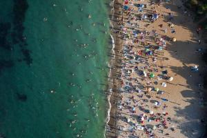 Aerial View of Crowd of People on the Beach photo