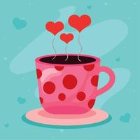 taza de cafe y corazones vector