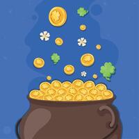 st patrick cauldron with coins vector