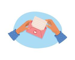 hand with love letter vector