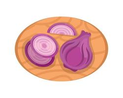 purple onion cut in board vector