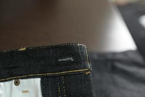 Selvedge denim jeans closeups photo