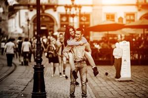 Couple have fun in the city photo