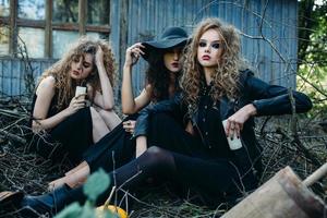 three vintage women as witches photo