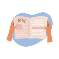 reader hands reading newspaper vector