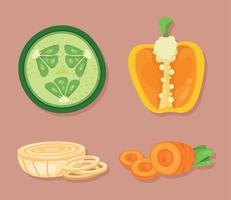 four vegetables halfs vector