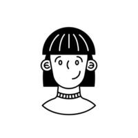 monochrome woman avatar character vector