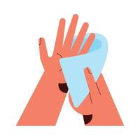 drying hands with towel vector