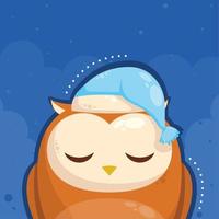owl sleeping wearing hat vector
