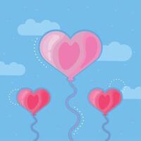 pink balloons helium heart shape vector