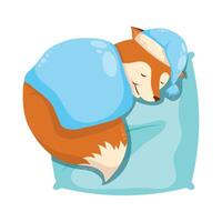 fox sleeping in pillow vector