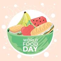 world food day lettering in bowl vector