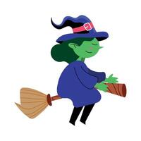 witch flying in broom vector