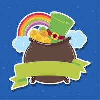 saint patricks cauldron with ribbon vector