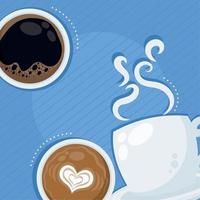 three coffee morning cups vector