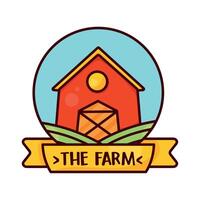 farm stamp with stable vector