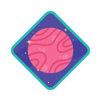 pink planet space outer sticker vector
