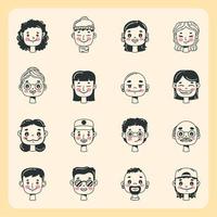 sixteen persons heads characters vector