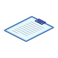 isometric clipboard with paper document vector