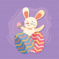 easter bunny and eggs vector