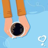 hands with coffee drink vector