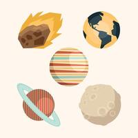 five space outer icons vector