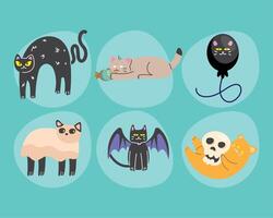 halloween traditional icons vector